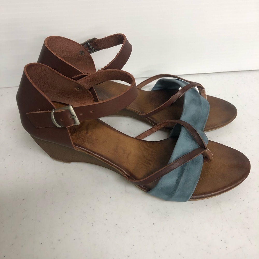 French Blu Electric Blue Claudia Leather Sandals
